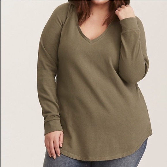 TORRID Olive Green Pullover Hoodie - Picture 1 of 4